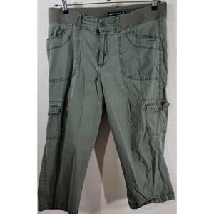 Lee Green Relaxed Fit Cropped Cargo Pants Medium Lightweight Soft Stretch Pocket